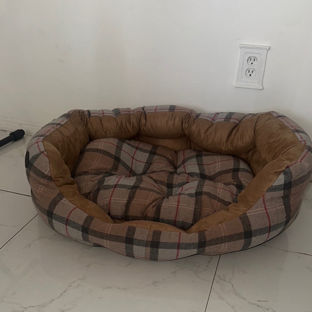 Cozy Plaid Dog Bed - Brown and Gray( looks like Burberry )